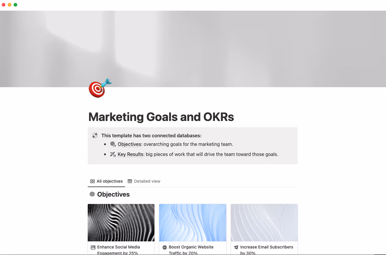 marketing goals and okrs template
