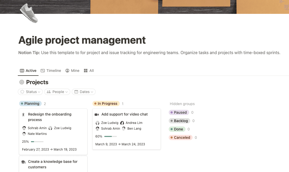 Agile Project Management template
