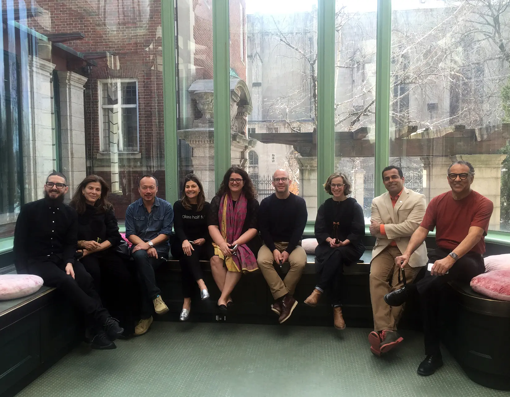 Behind the scenes with fellow jurors of the 2017 National Design Awards at the Cooper Hewitt Smithsonian Design Museum. Left-to-right: Mia Lehrer, Robert Wong, Lisa Perry, Sandy Speicher, Rafael de Cárdenas, Lisa Strausfeld, Jeevak Badve, Ray Huff