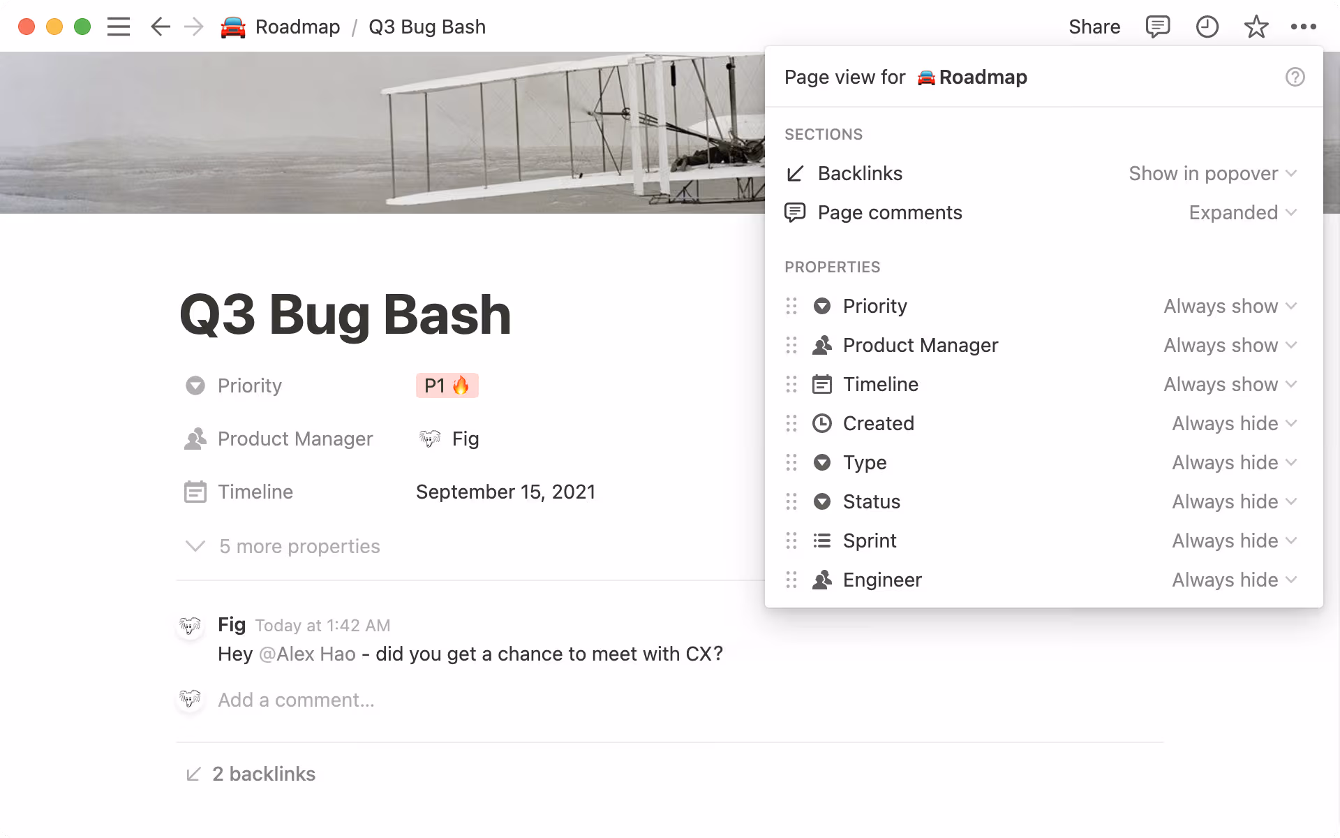 Customize database page