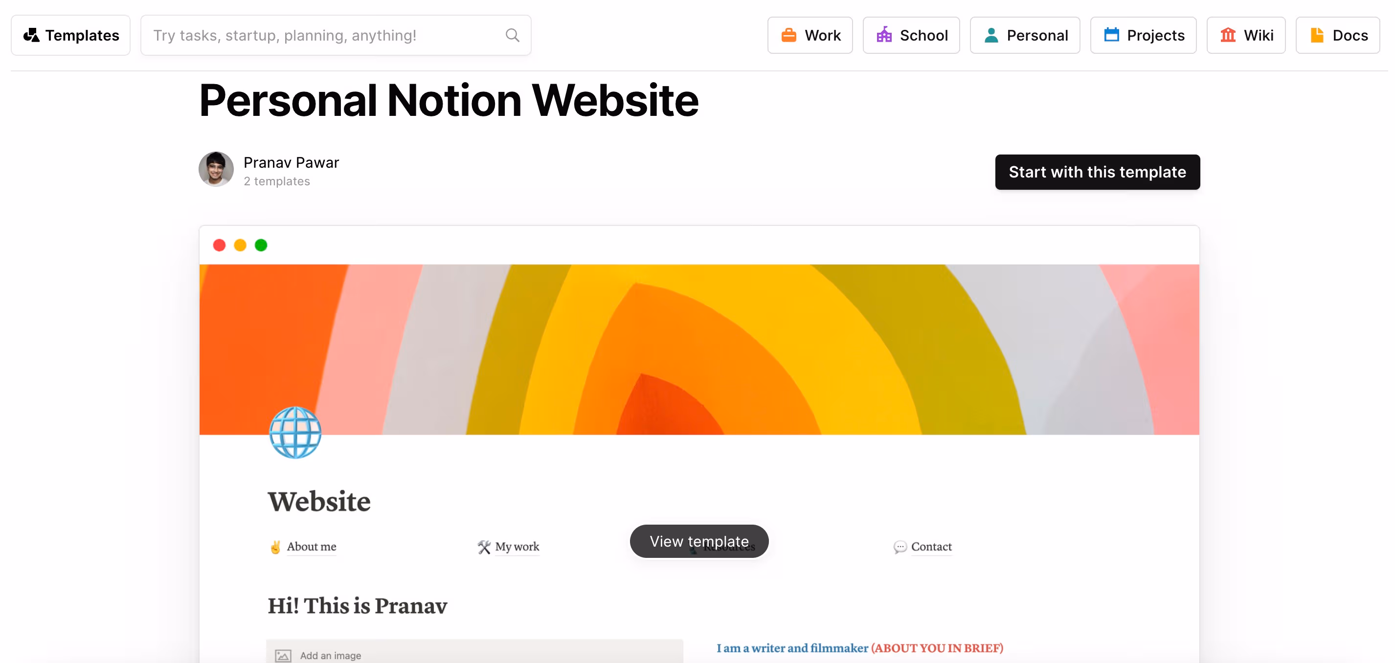 Personal Notion Website