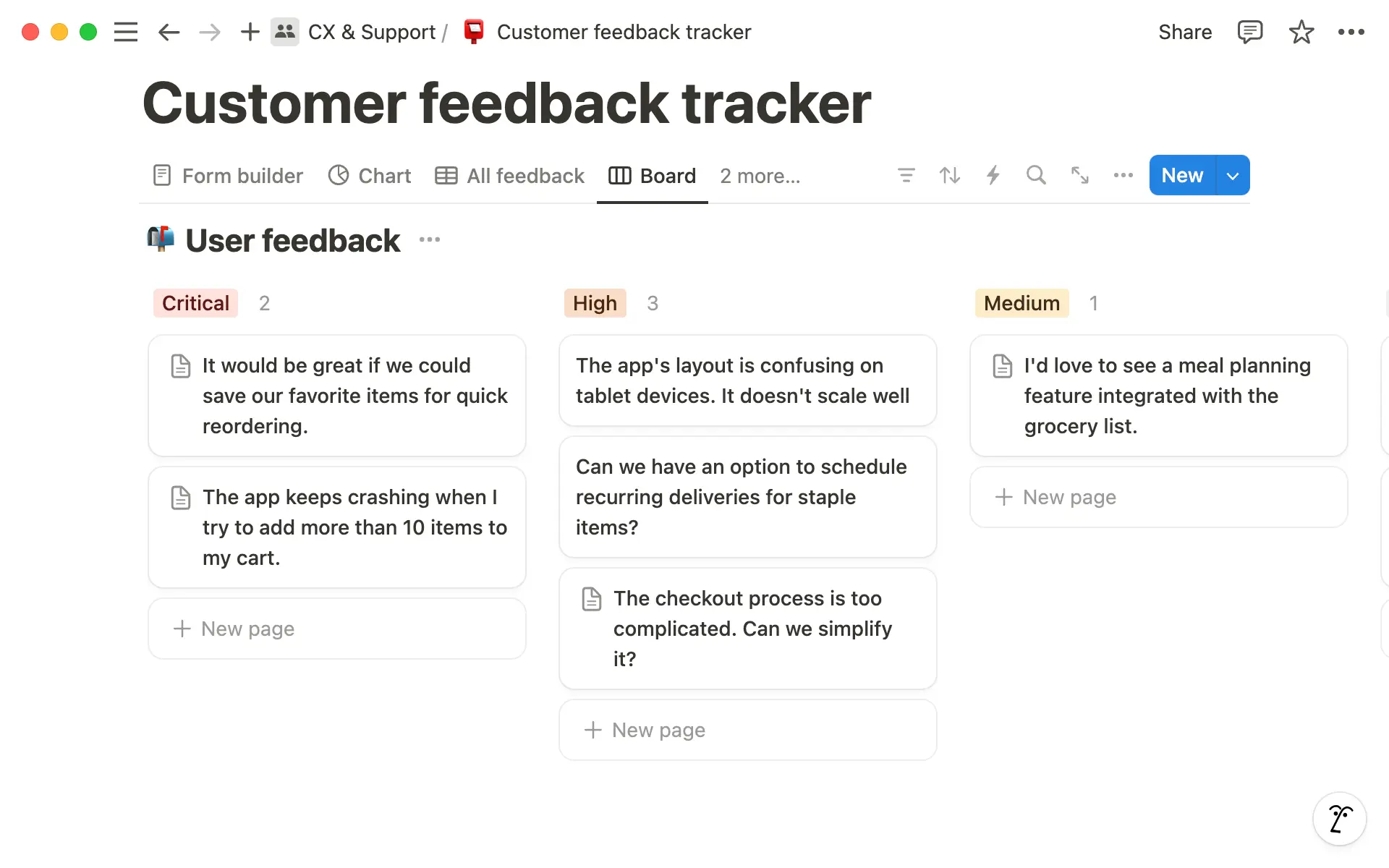 Create a board view by clicking by clicking the three-dot menu next to your database views