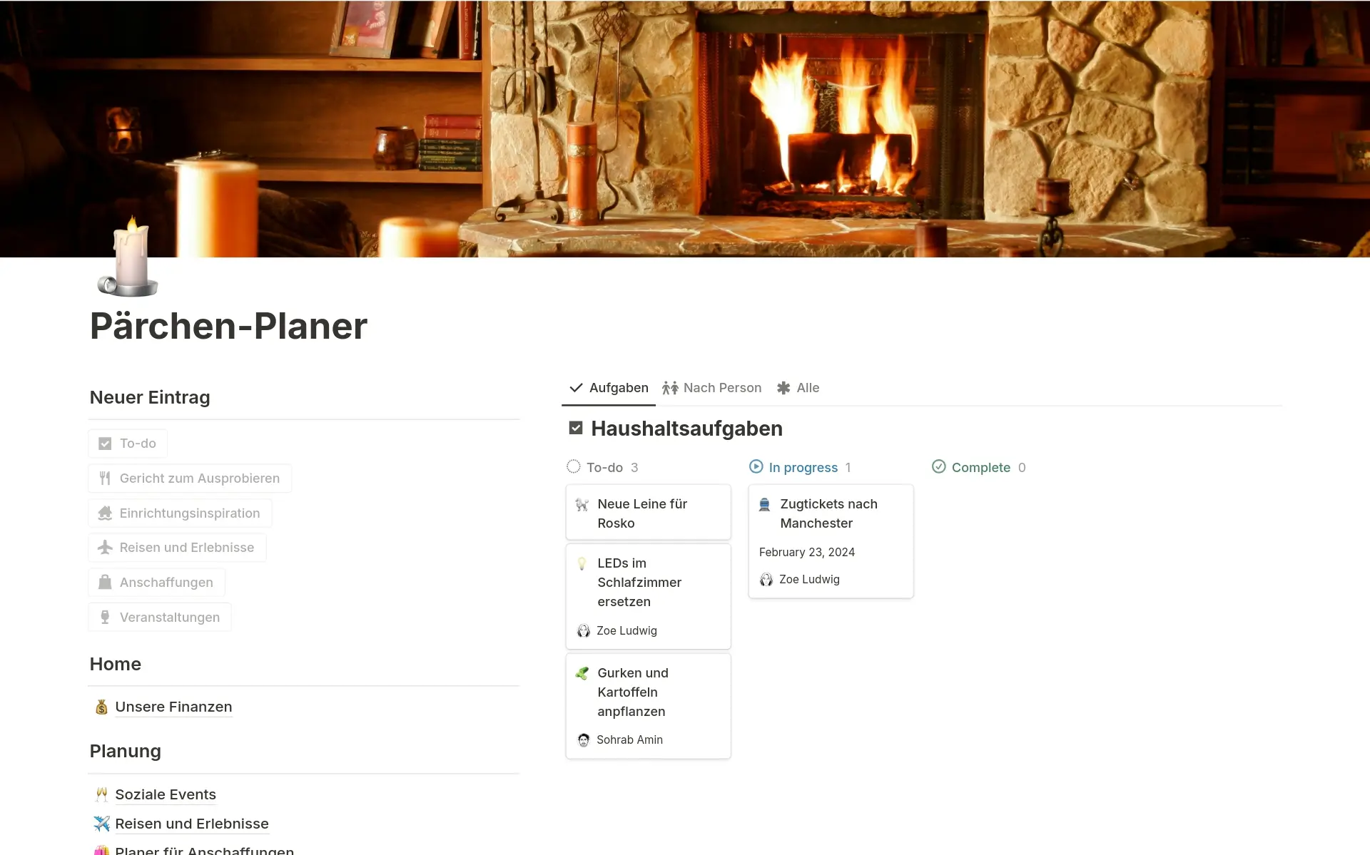 Screenshot der Ein Dashboard für jeden Bedarf-Sammlung von Notion