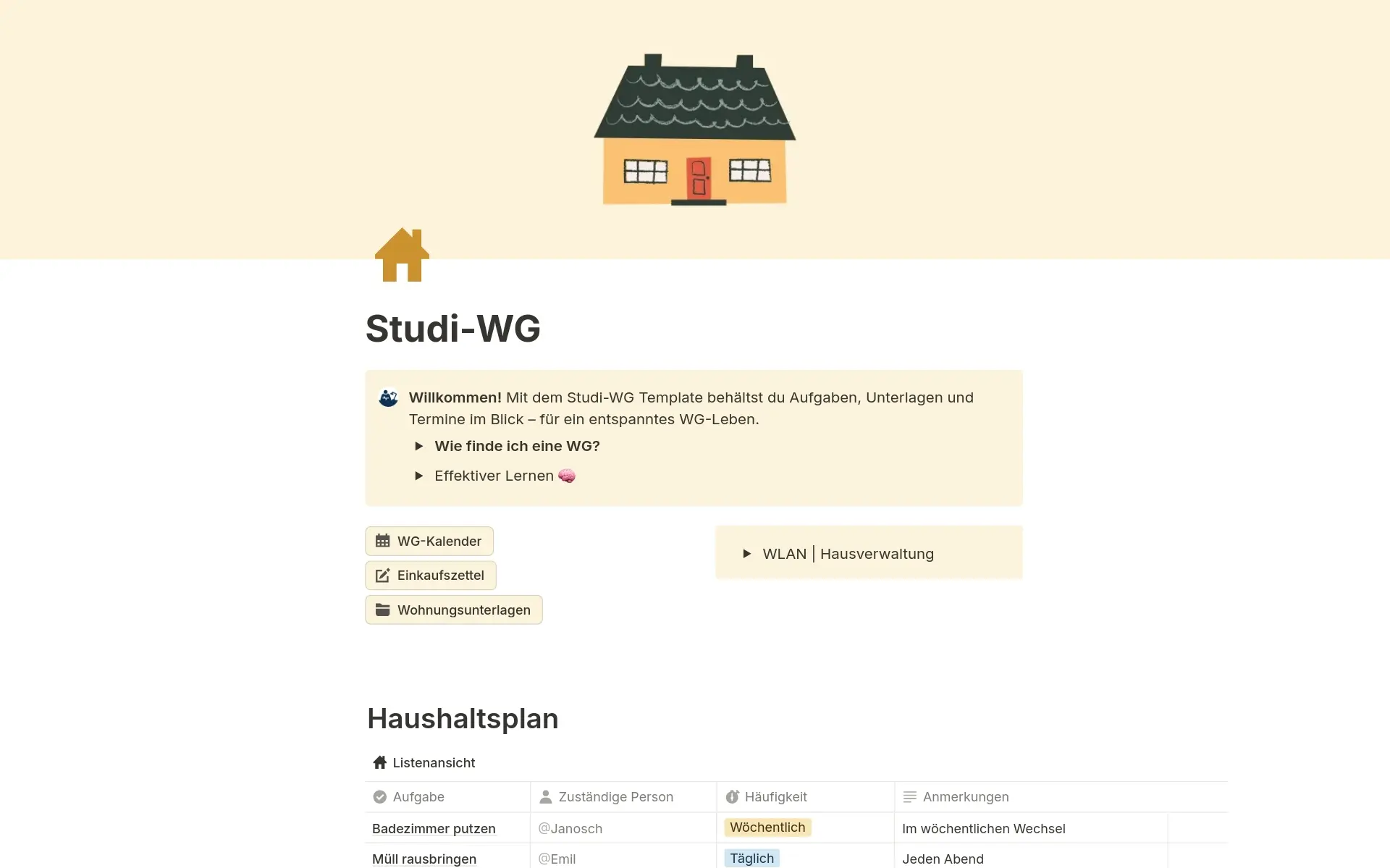 Screenshot der Ein Dashboard für jeden Bedarf-Sammlung von Notion